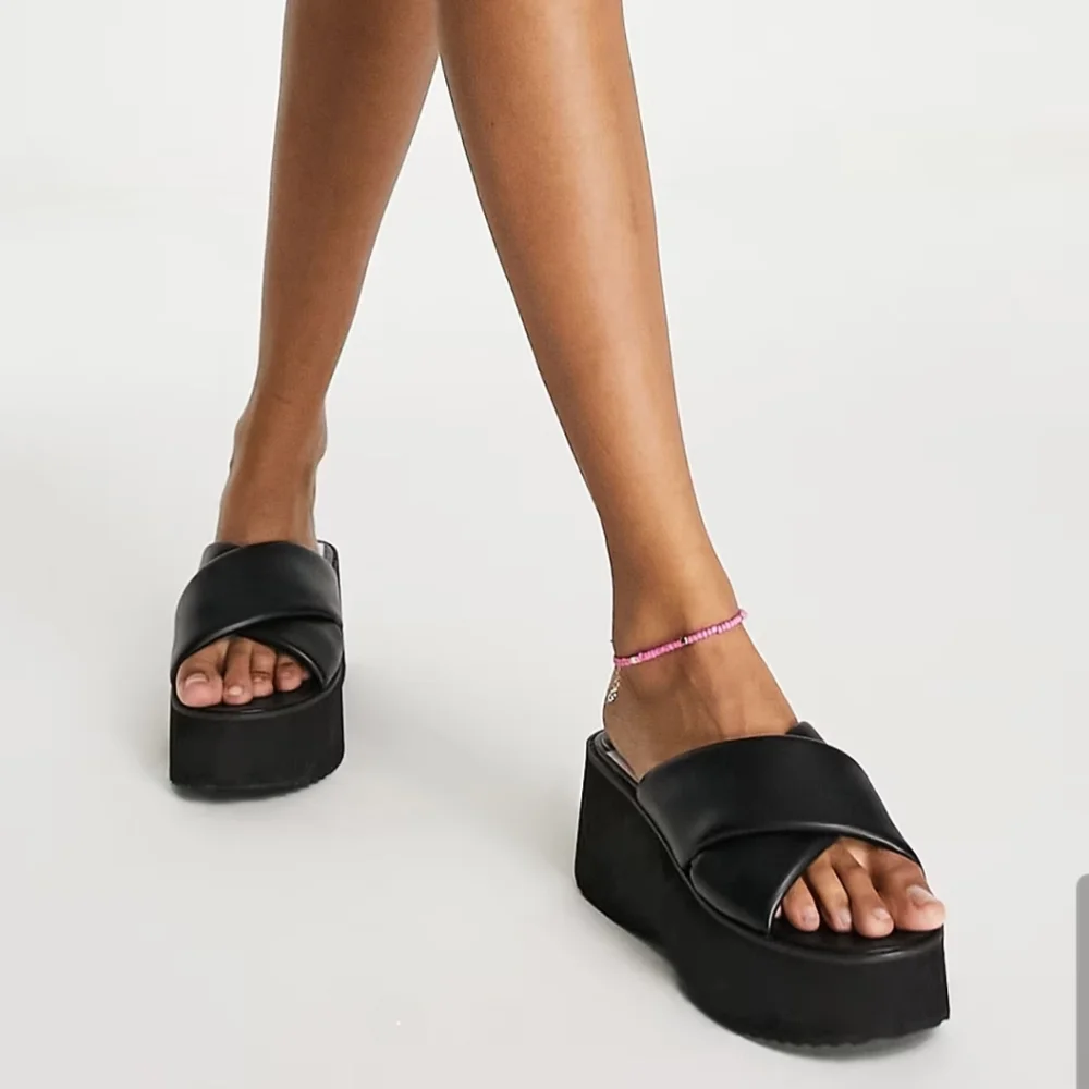 ASOS Black Platform Slide Sandals